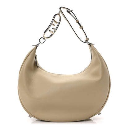 Fendi Vitello Grace Matte Metal Handle Medium Fendigraphy Hobo Bag Beige Amido 1 of 10