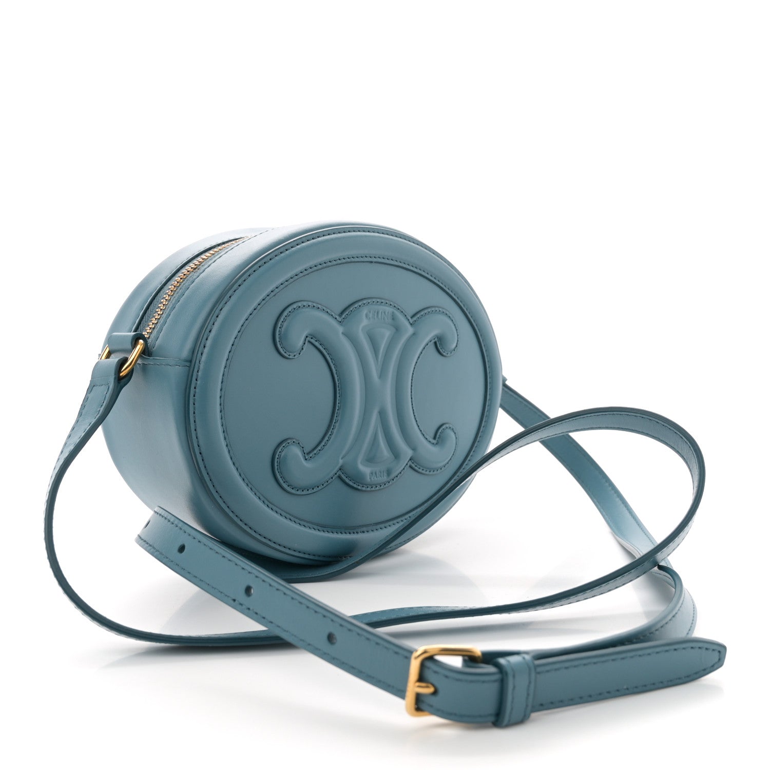 Celine Smooth Calfskin Cuir Triomphe Oval Bag Denim 3 of 11