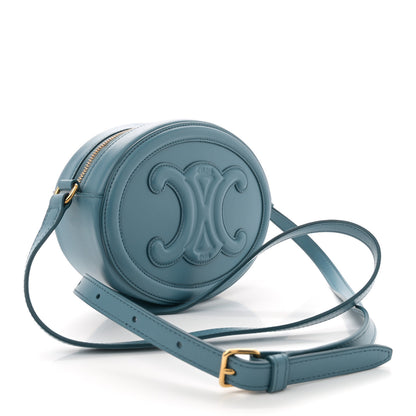 Celine Smooth Calfskin Cuir Triomphe Oval Bag Denim 3 of 11