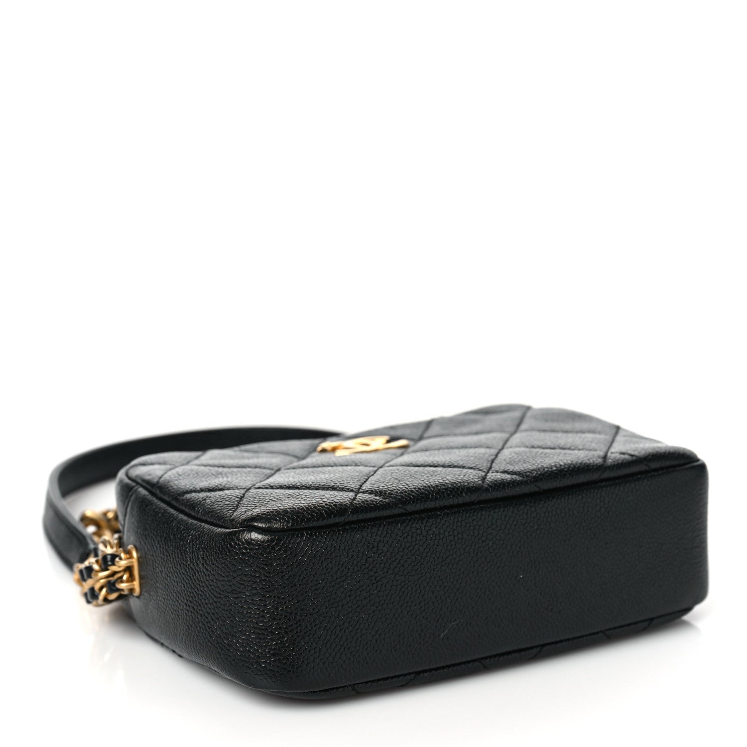 Chanel Shiny Caviar Quilted Chain Melody Camera Bag Black 4 of 10