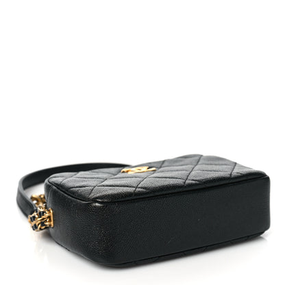 Chanel Shiny Caviar Quilted Chain Melody Camera Bag Black 4 of 10