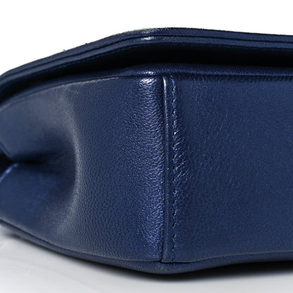 Chanel Metallic Sheepskin Chevron Quilted Medium Vintage Mademoiselle Flap Navy 7 of 9