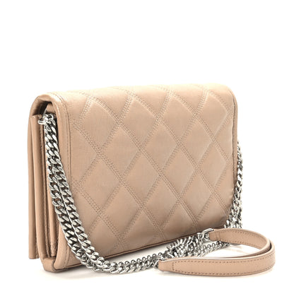 Saint Laurent Lambskin Diamond Quilted Becky Chain Wallet Gold Sand 3 of 10