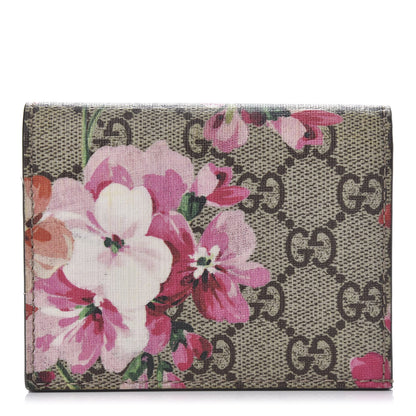 Gucci GG Supreme Monogram Blooms Card Case Beige Multicolor Dry Rose 1 of 10