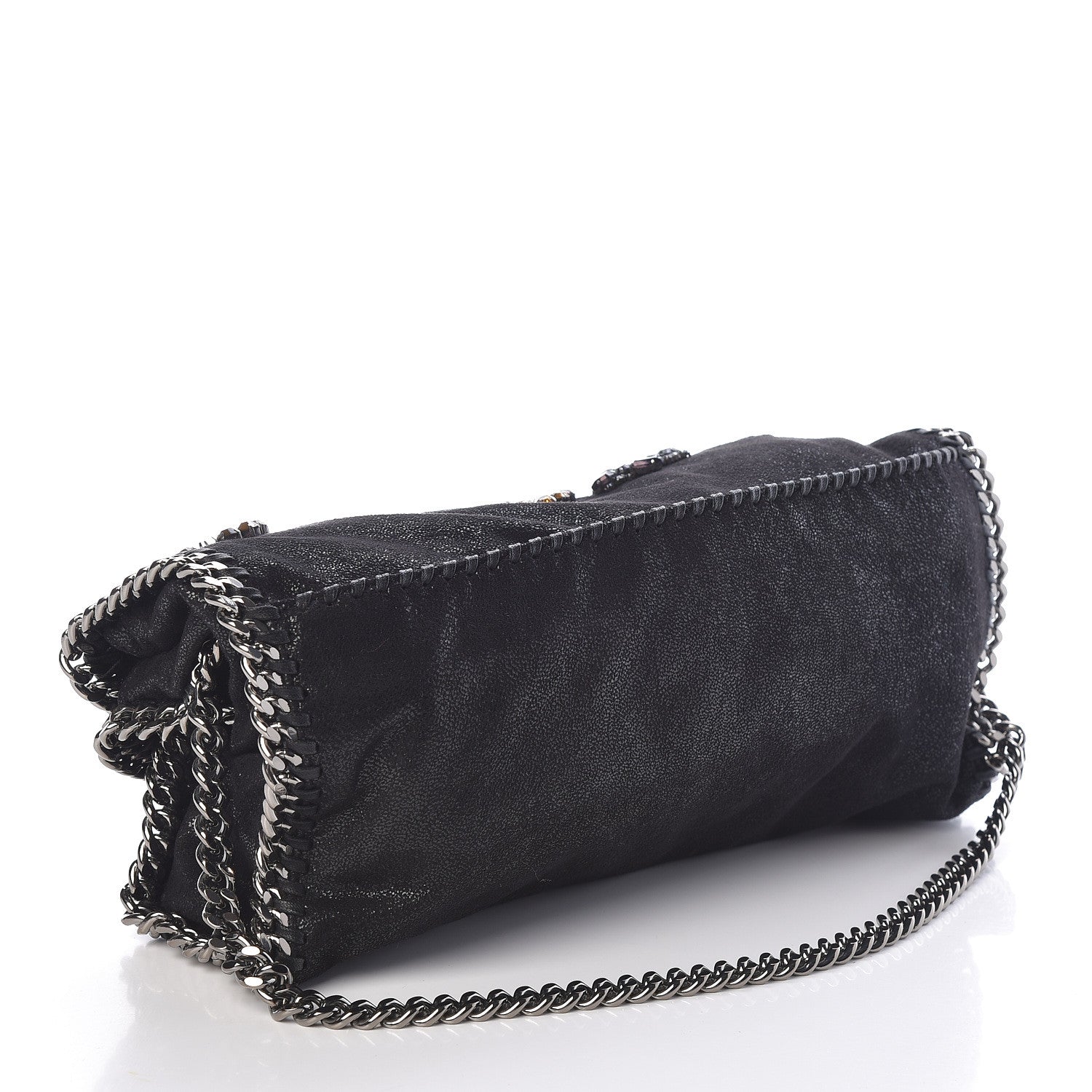 Stella McCartney Embellished Shaggy Deer Small Falabella Fold Over Tote Black 3 of 9