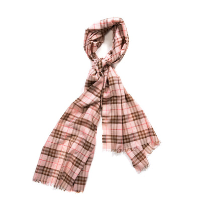 Burberry Metallic Wool Silk Gauze Vintage Check Scarf Pink 1 of 4