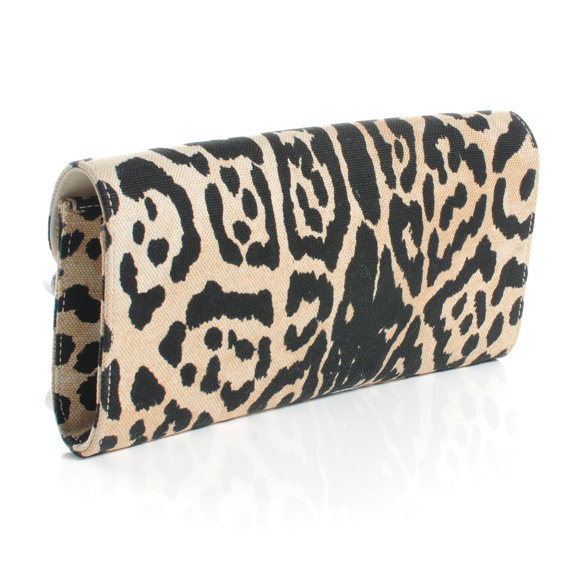Saint Laurent Printed Canvas Leopard Muse Clutch 3 of 7