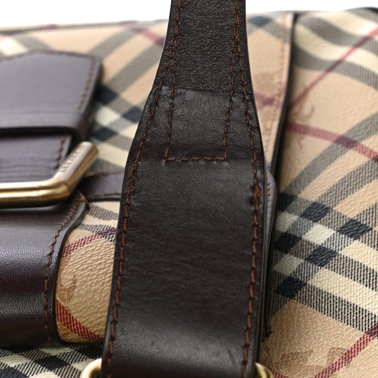 Haymarket Check Buckle Tote Brown