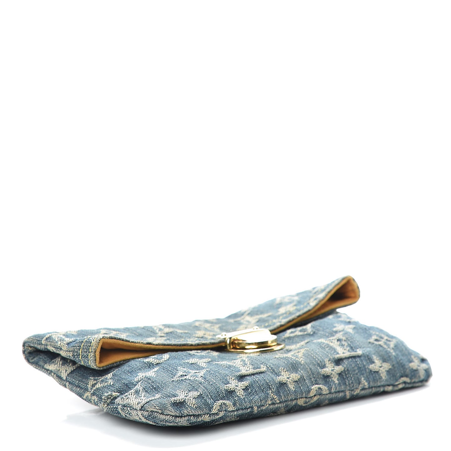 Monogram Denim Pochette Plat Clutch Blue