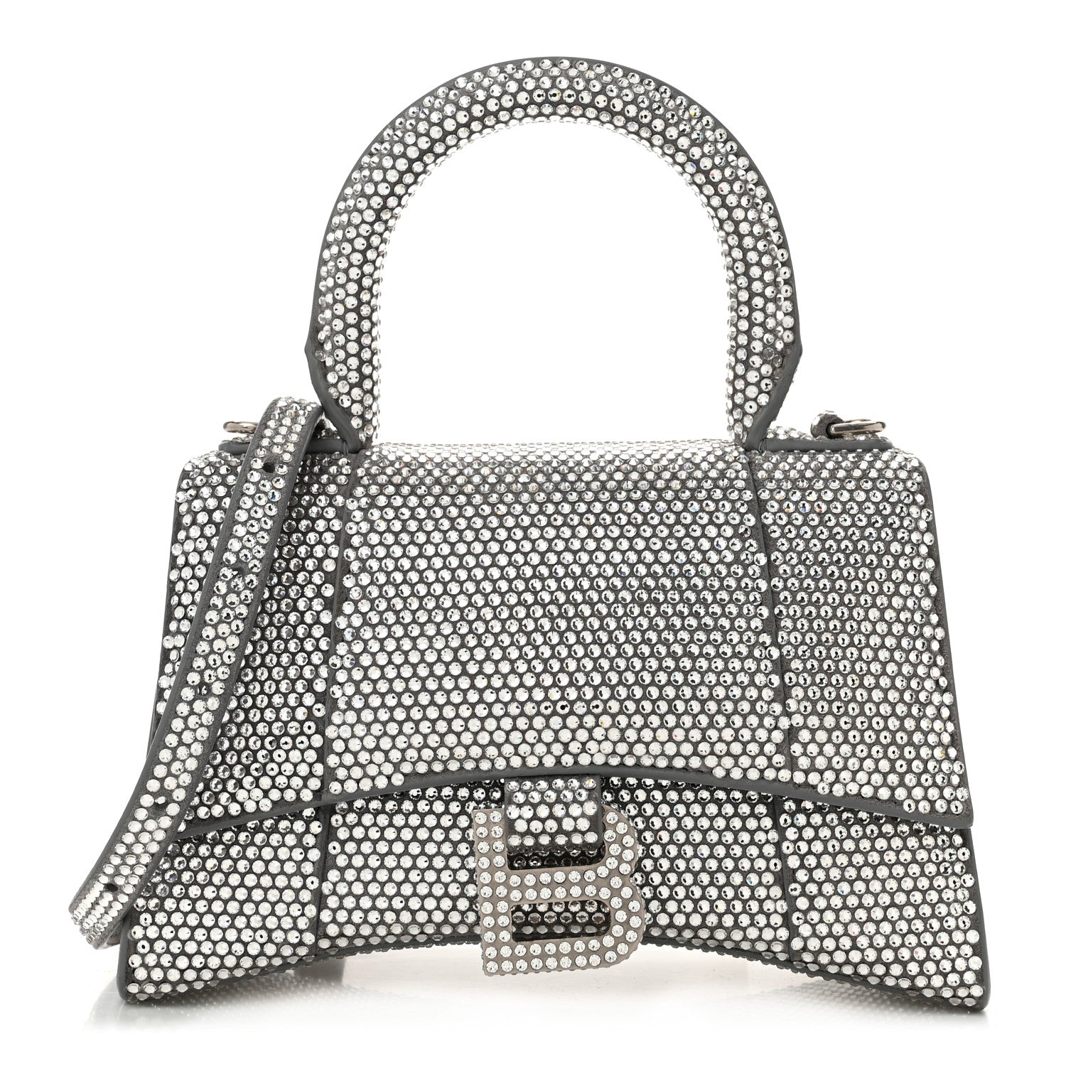 Balenciaga Strass Suede Hourglass Top Handle Bag XS Smoke Grey Crystal Smoke Grey Crystal 1 of 11