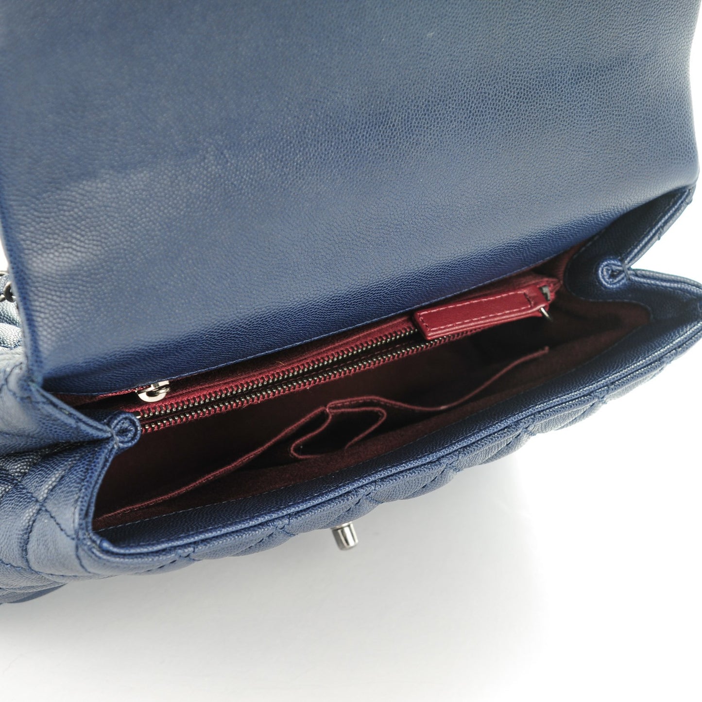 Caviar Quilted Small Coco Handle Flap Navy