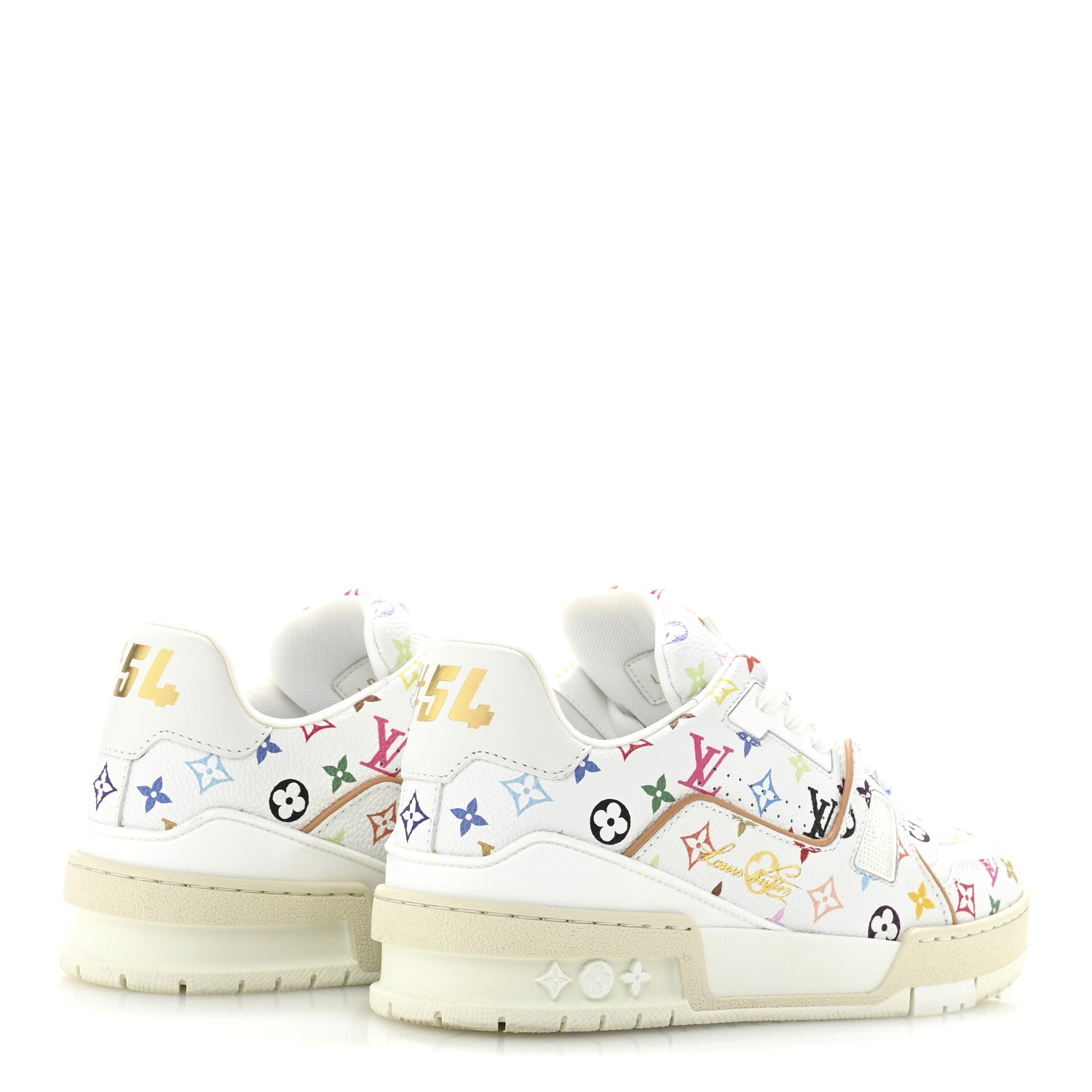 Louis Vuitton LV X TM Calfskin Monogram Multicolor Womens LV Trainer Sneakers 36 White 5 of 10