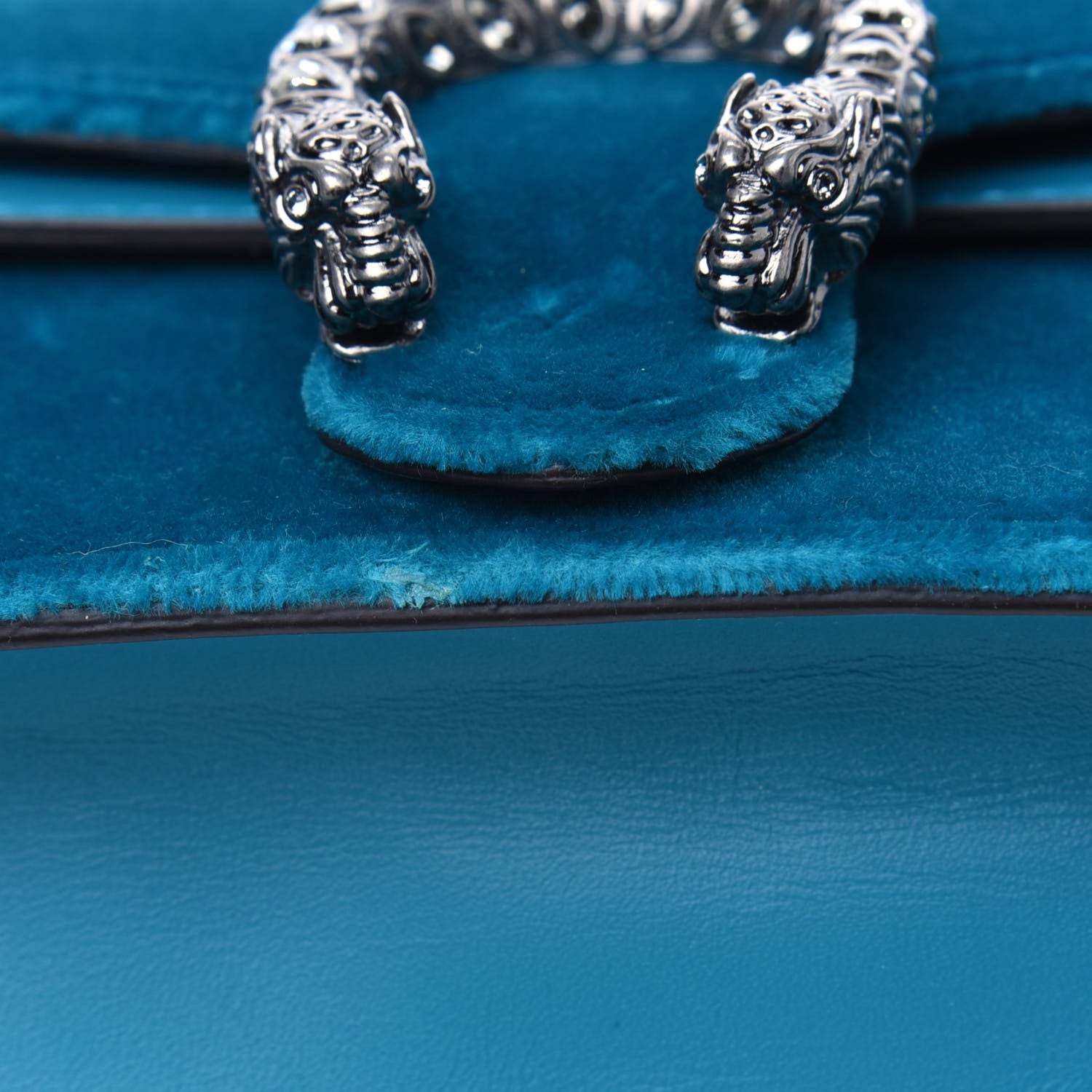 Gucci Velvet Super Mini Dionysus Shoulder Bag Pavone Cyan 4 of 4