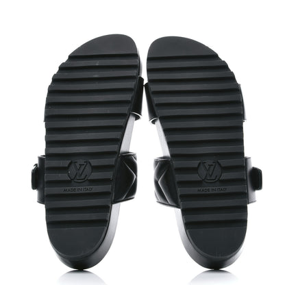 Louis Vuitton Calfskin New Wave Bom Dia Mule Sandals 37 Black 6 of 9