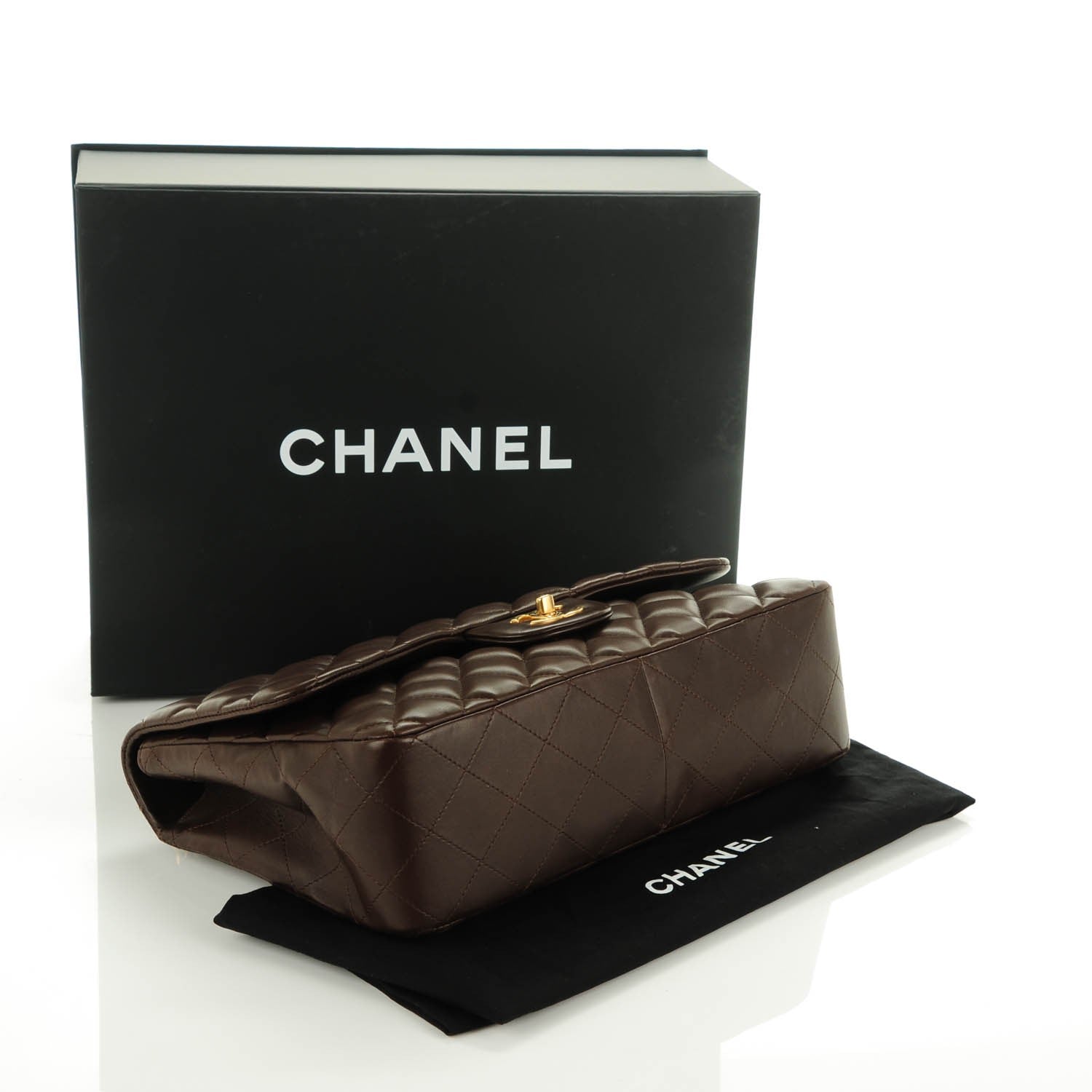 Chanel Lambskin Quilted Jumbo Single Flap Dark Brown 4 of 7
