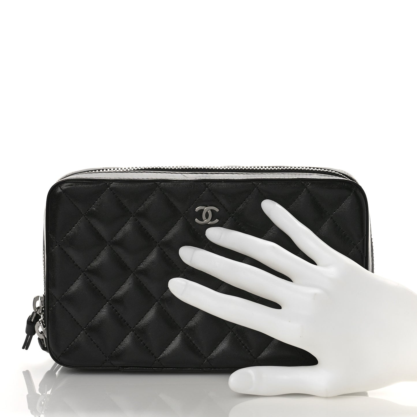 Lambskin Quilted Jewelry Case Black