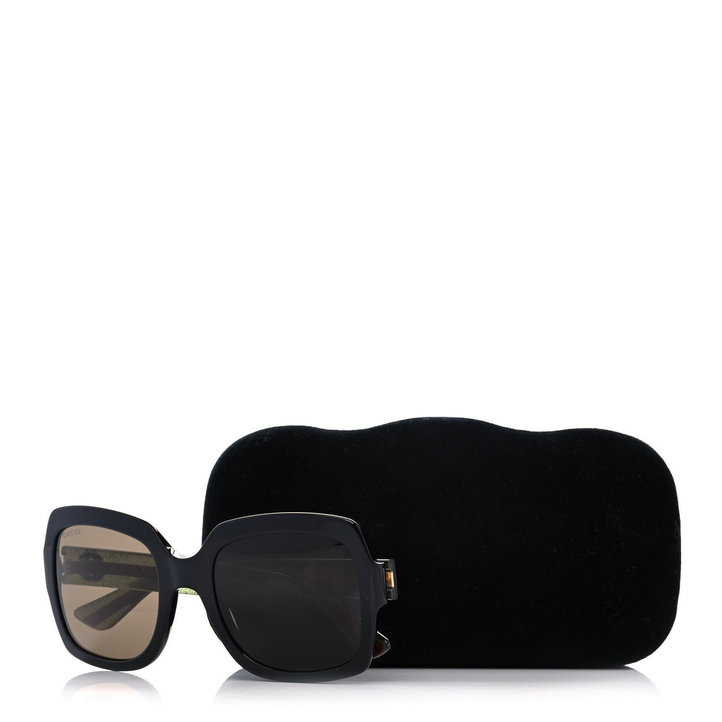 Acetate Square Frame Web Glitter Sunglasses GG0036S Black Green