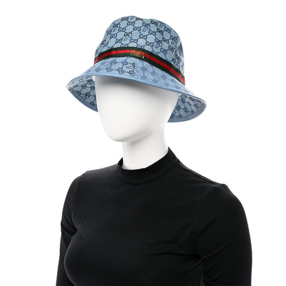 Gucci X PALACE Monogram Canvas Dollar Calfskin Bucket Hat L Pale Blue 2 of 9