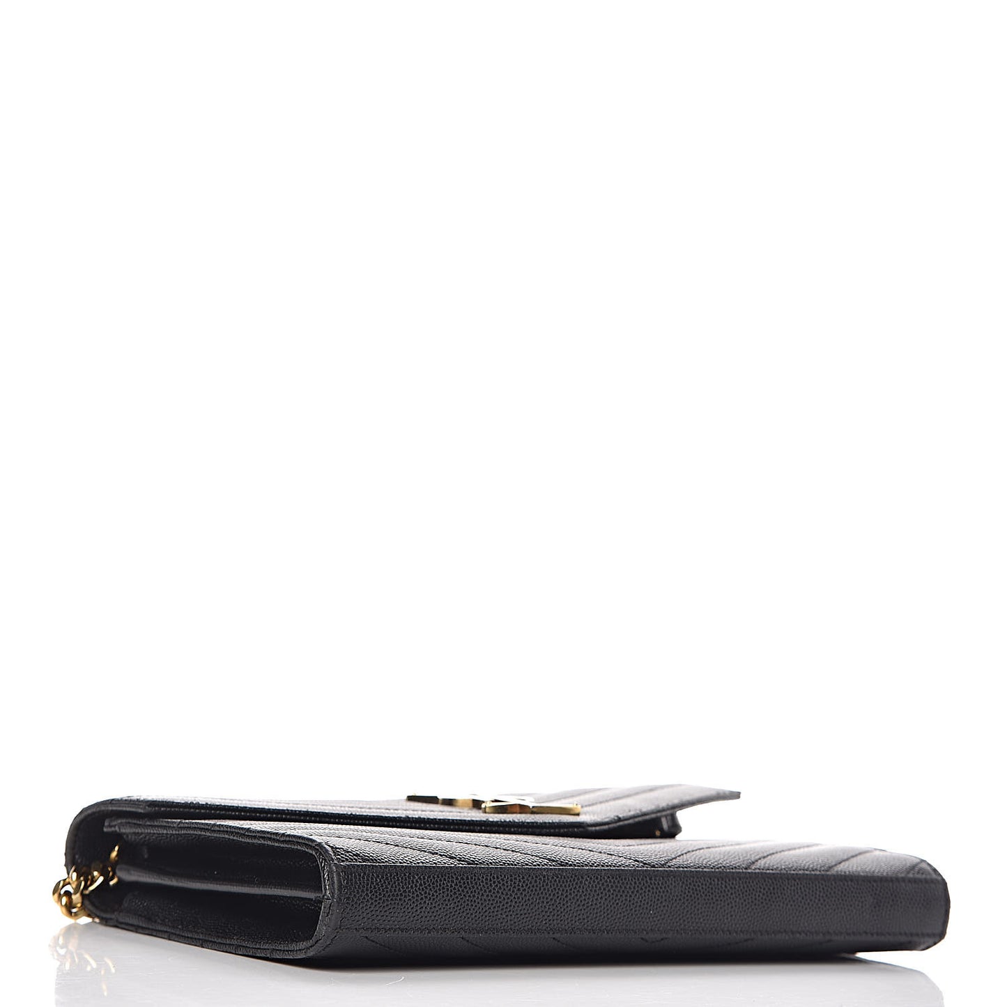 Grain De Poudre Matelasse Chevron Monogram Chain Wallet Black