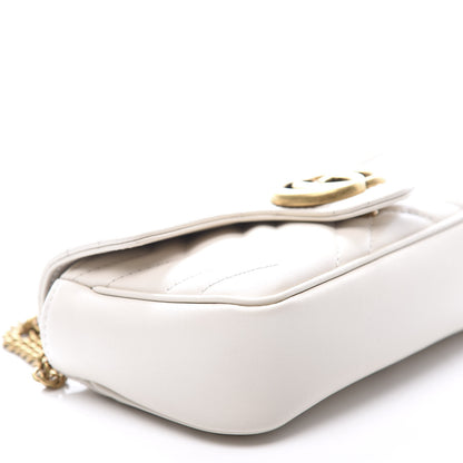 Gucci Calfskin Matelasse Super Mini GG Marmont Shoulder Bag White 7 of 10