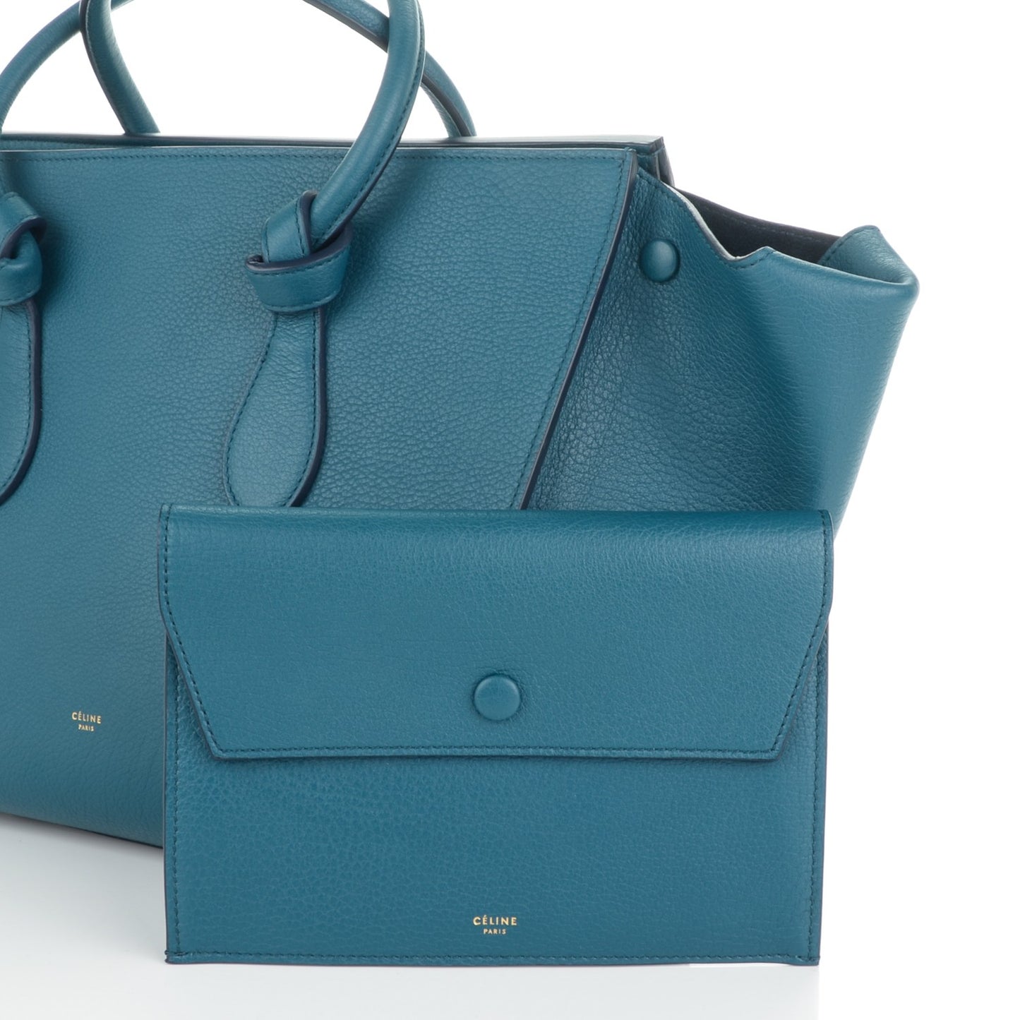 Crisped Calfskin Small Tie Knot Tote Metallic Blue