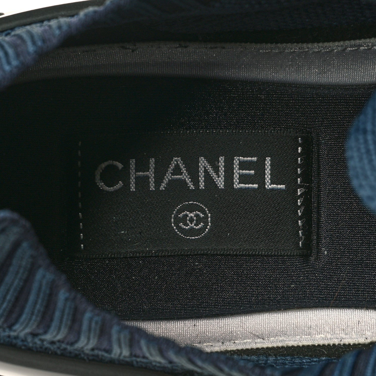 Chanel Fabric Logo Sneakers 40 Navy Black 7 of 9