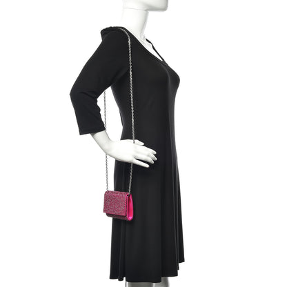 Judith Leiber Swarovski Crystal Micro Fizzy Clutch Silver Fuchsia 2 of 9