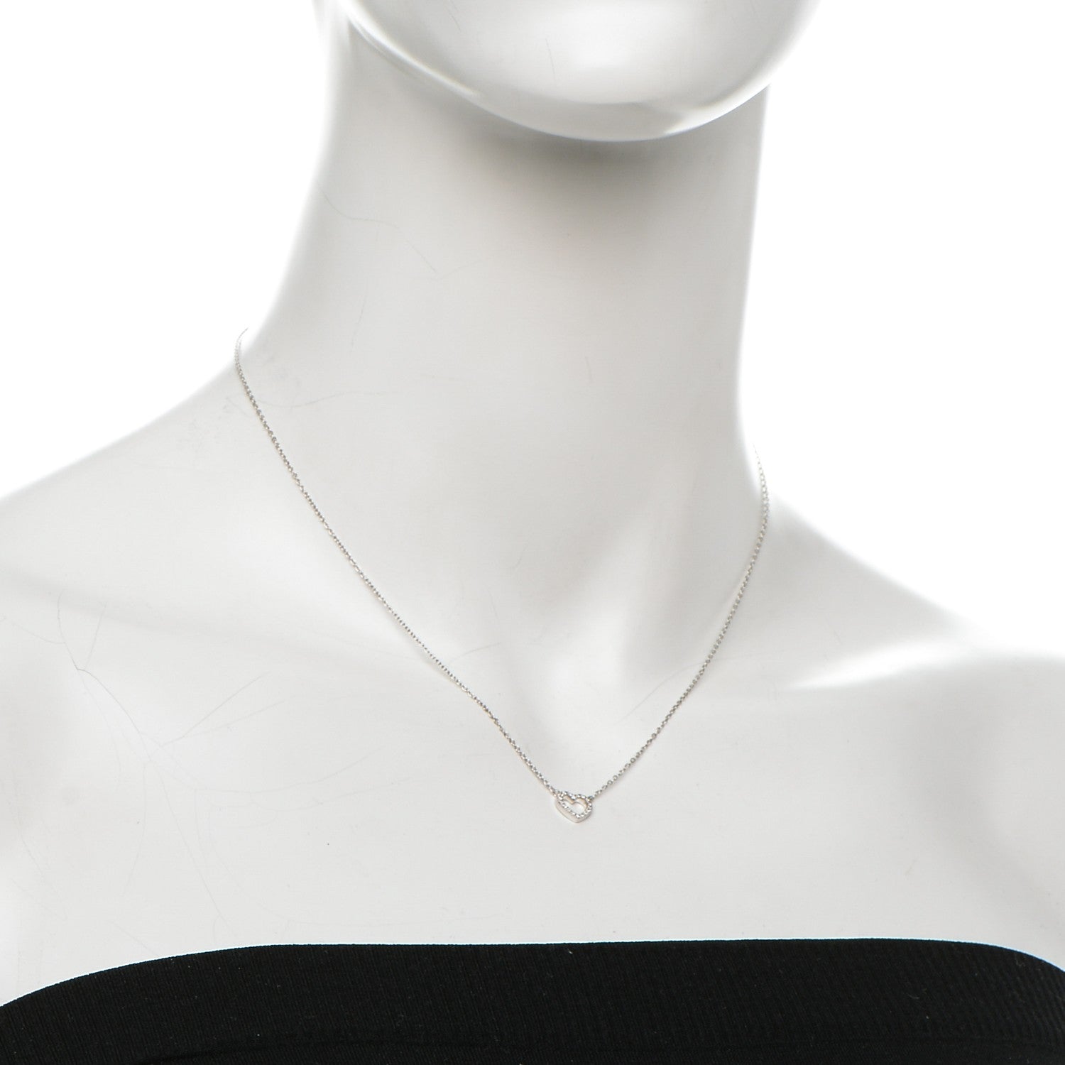 Tiffany 18K White Gold Diamond Metro Heart Pendant Necklace 2 of 6