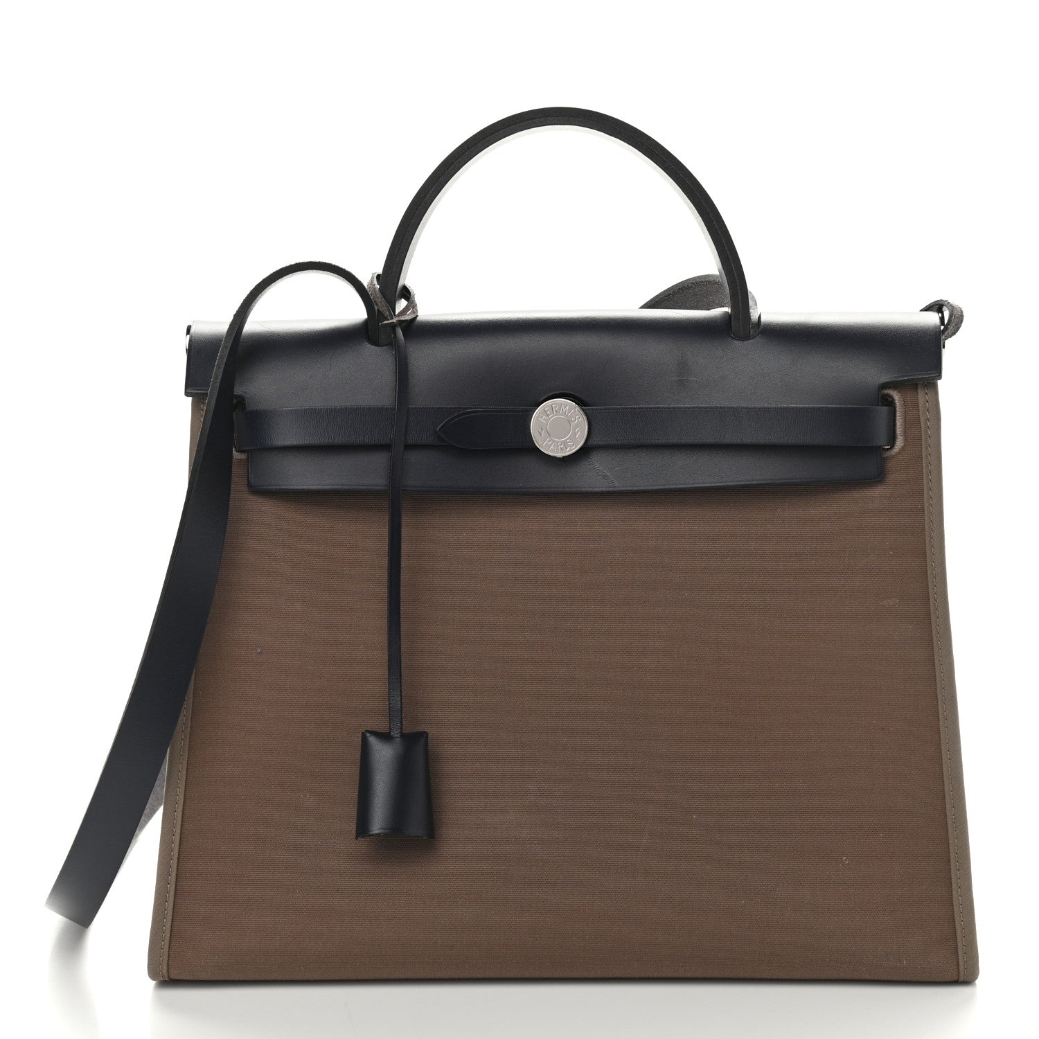 Hermes Vache Hunter Toile Herbag Zip 31 PM Etoupe Bleu Indigo 3 of 13