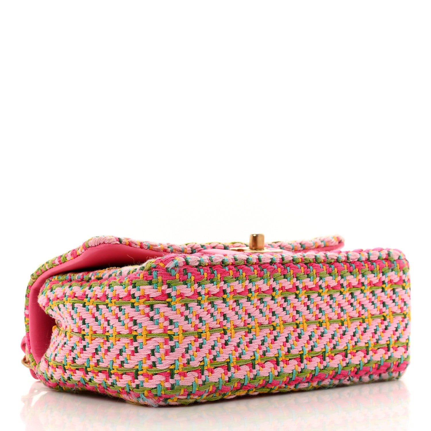 Chanel Cotton Mixed Fibers Woven Mini Rectangular Flap Pink Green 4 of 11