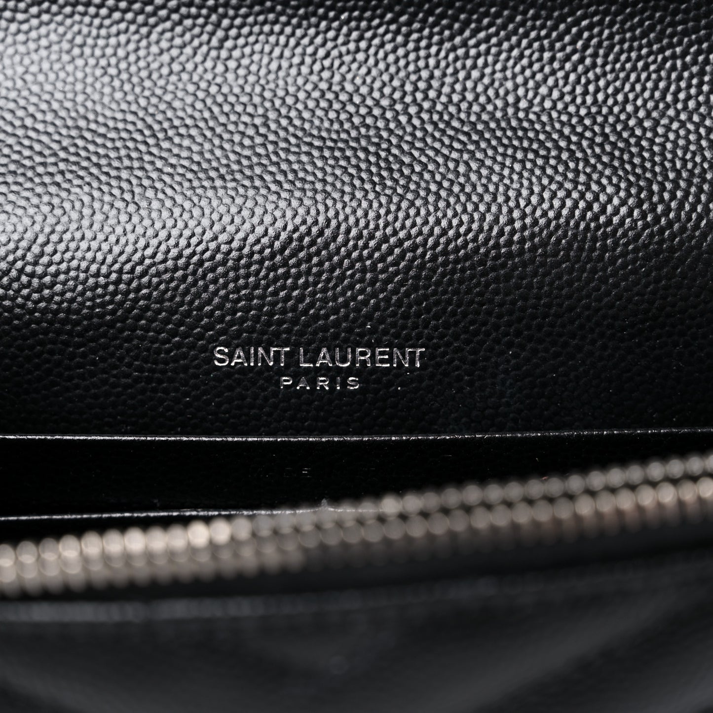 Grain De Poudre Matelasse Chevron Monogram Envelope Chain Wallet Black