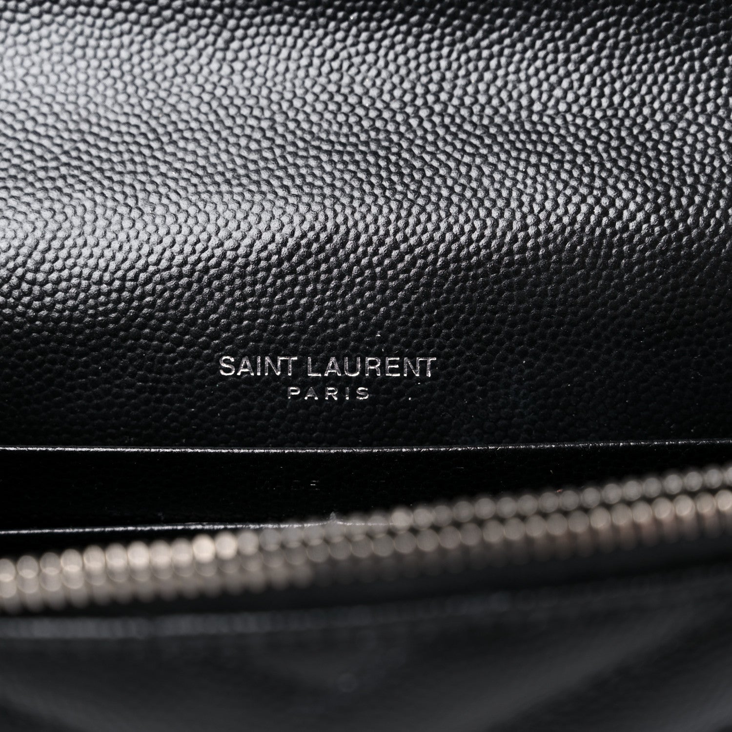 Saint Laurent Grain De Poudre Matelasse Chevron Monogram Envelope Chain Wallet Black 6 of 11