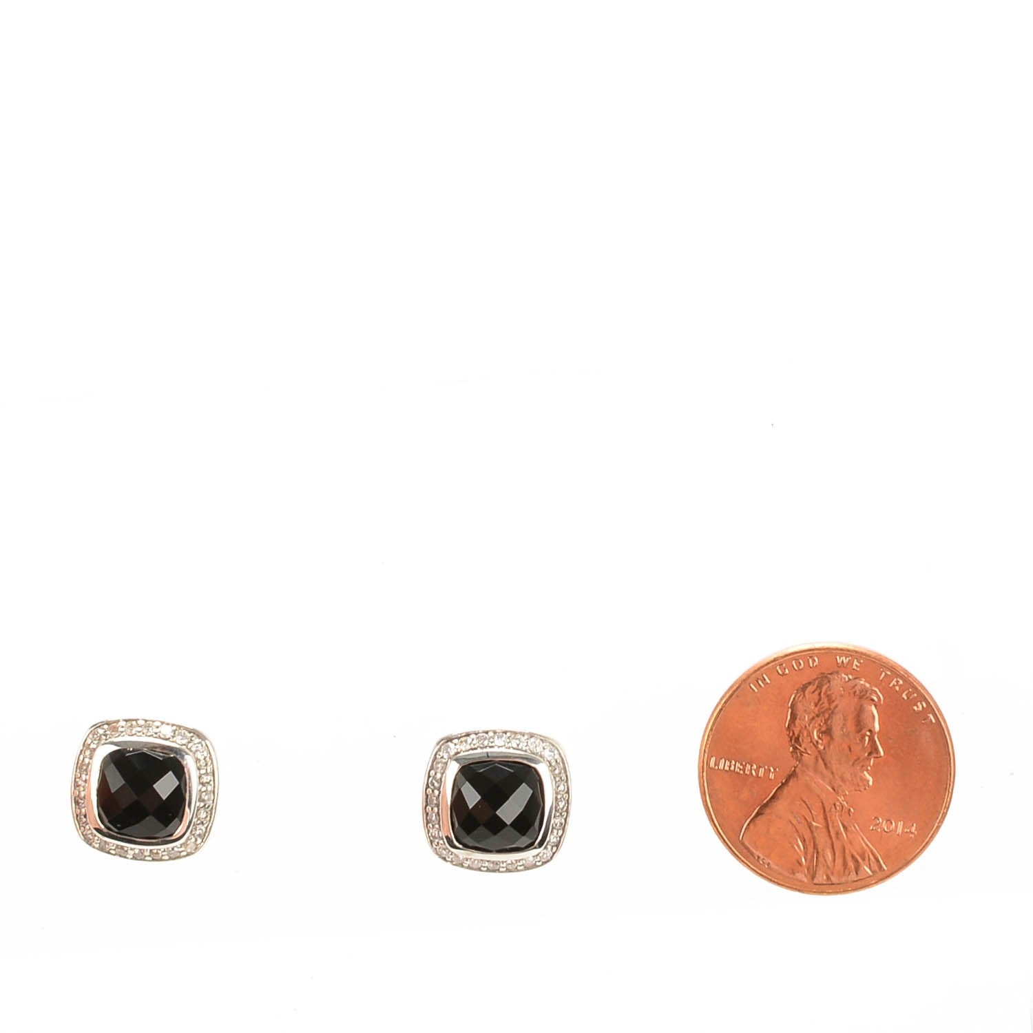 David Yurman Sterling Silver Diamond Black Orchid 7mm Albion Earrings 2 of 5