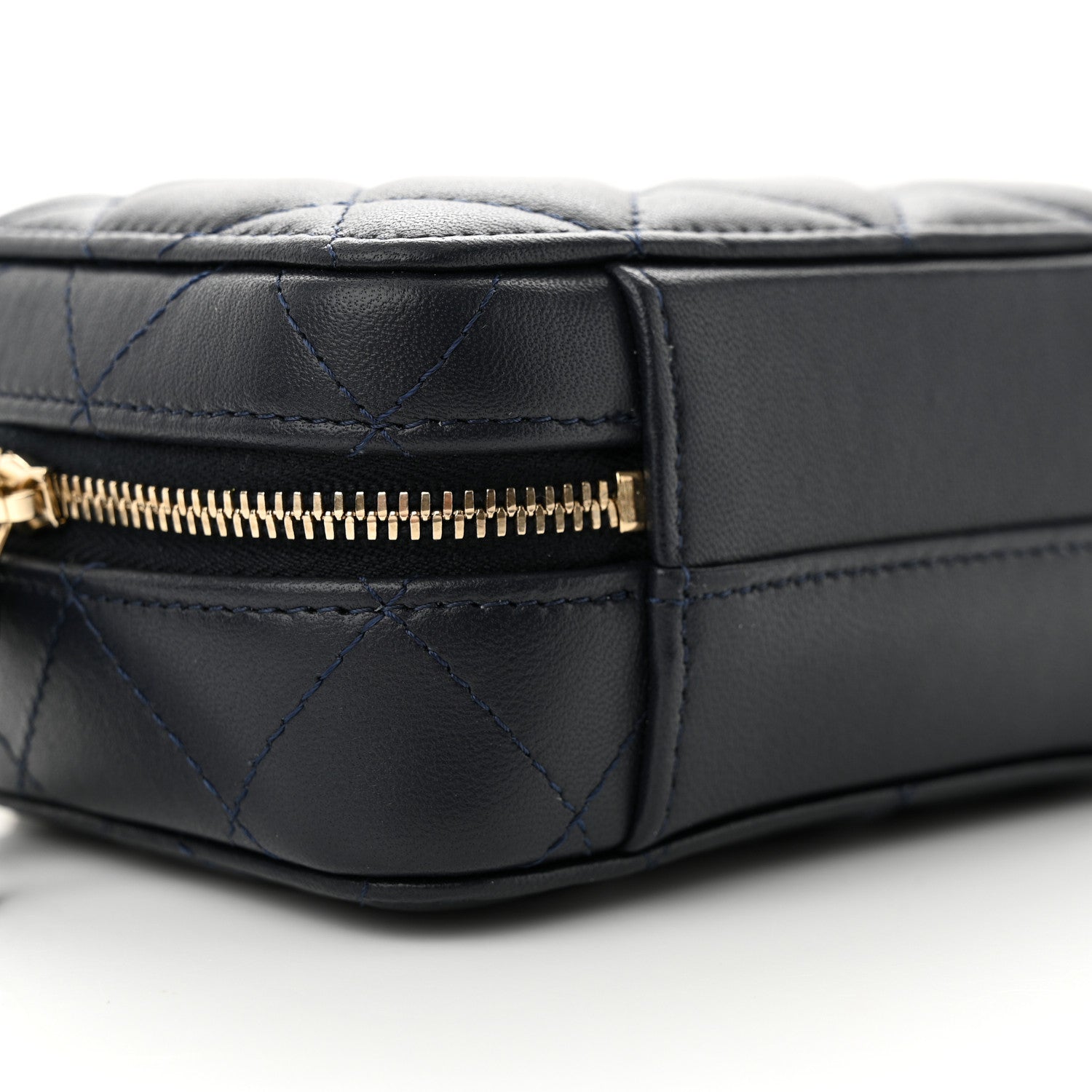 Chanel Lambskin Quilted Chain Top Handle Vanity Case Blue 9 of 12