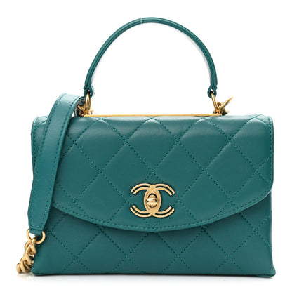 Chanel Lambskin Quilted Small Trendy Spirit Top Handle Bag Green 1 of 12