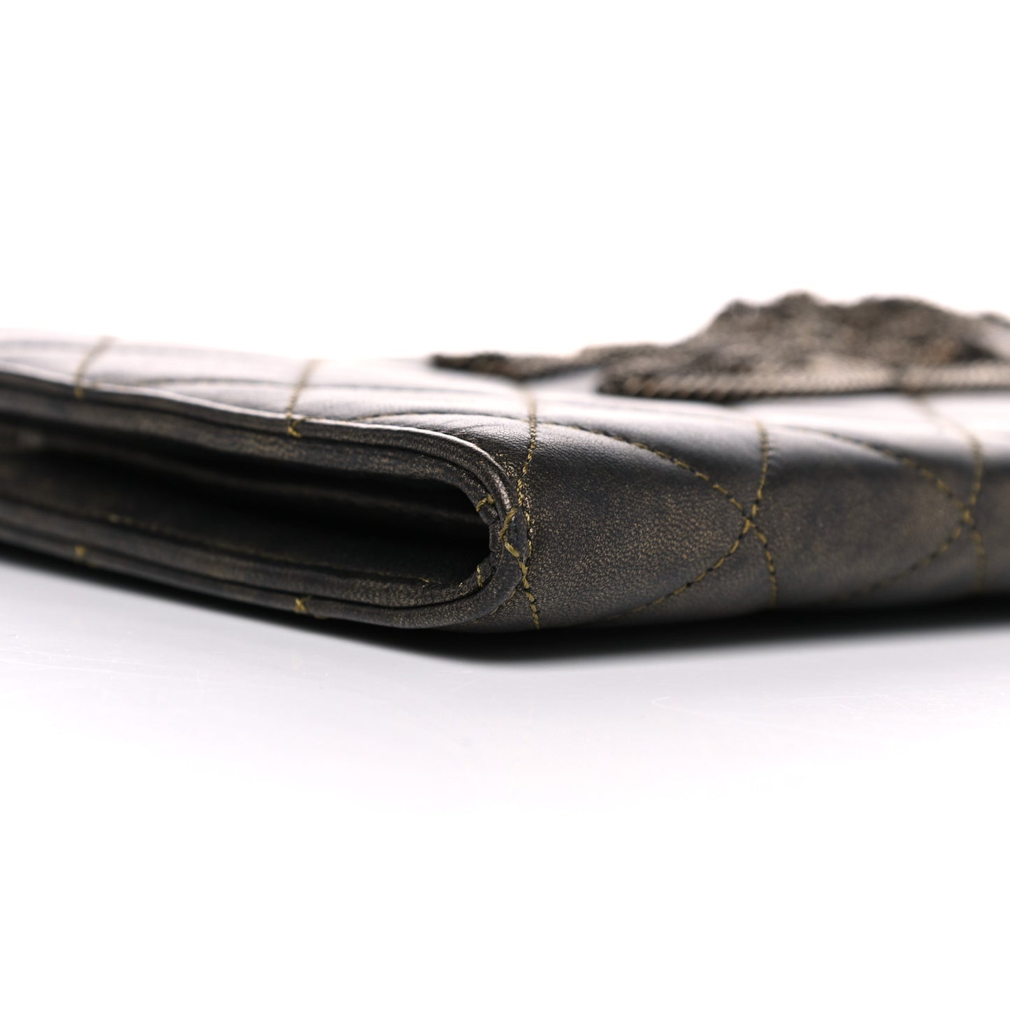 Calfskin Quilted Chain CC Chain Clutch Argent Fonce