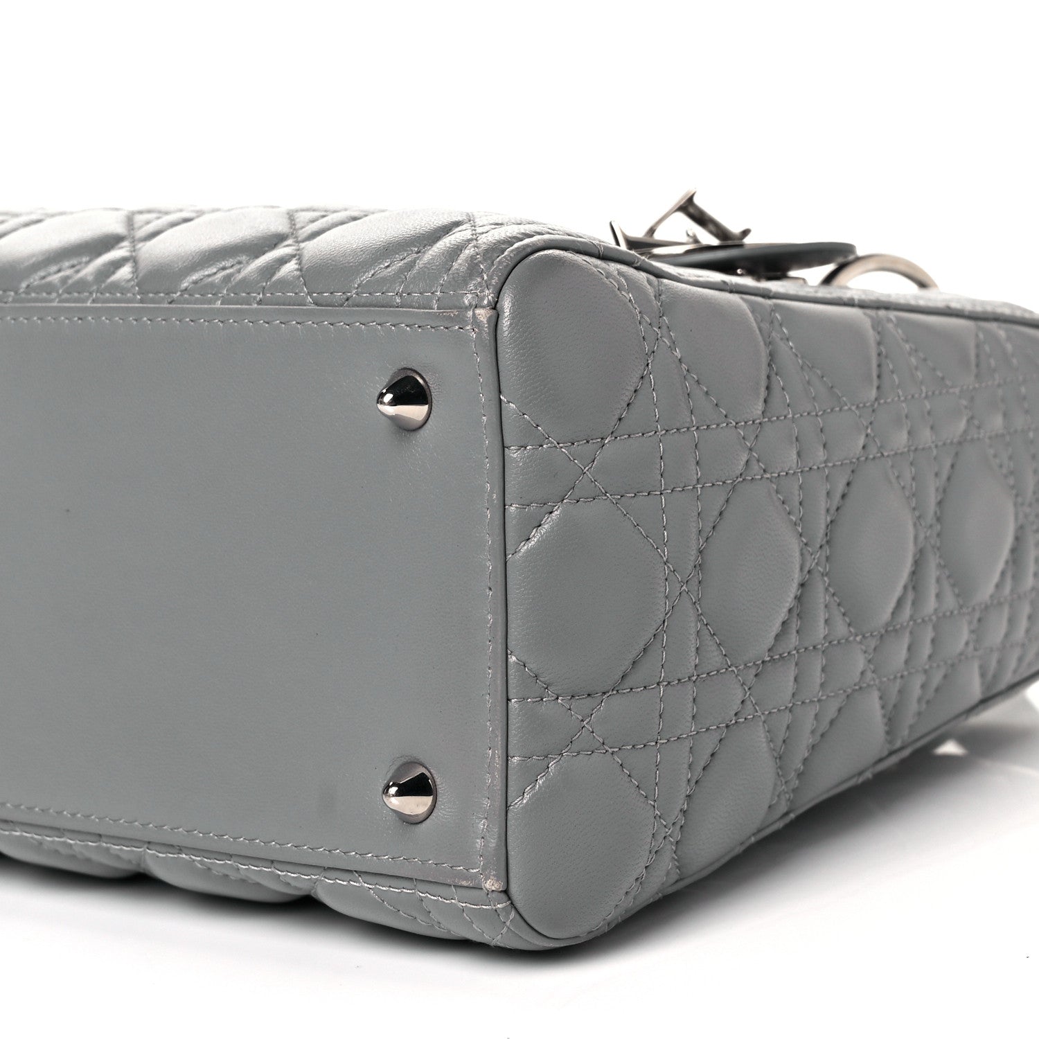 Christian Dior Lambskin Cannage Medium Lady Dior Grey 9 of 9