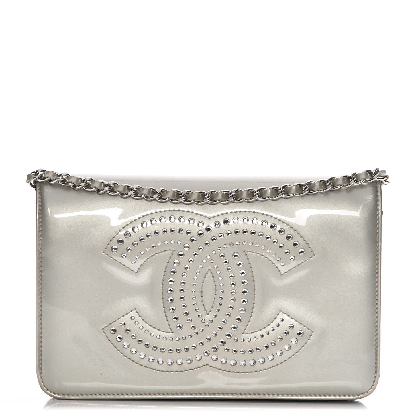 Patent Strass Wallet On Chain WOC Silver