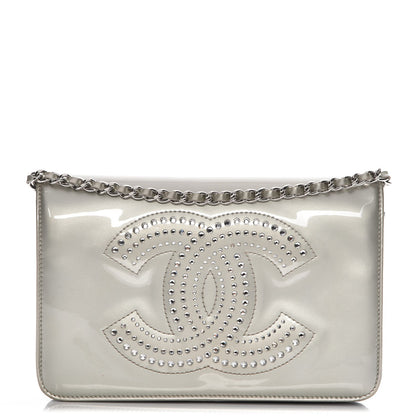 Chanel Patent Strass Wallet On Chain WOC Silver 1 of 12