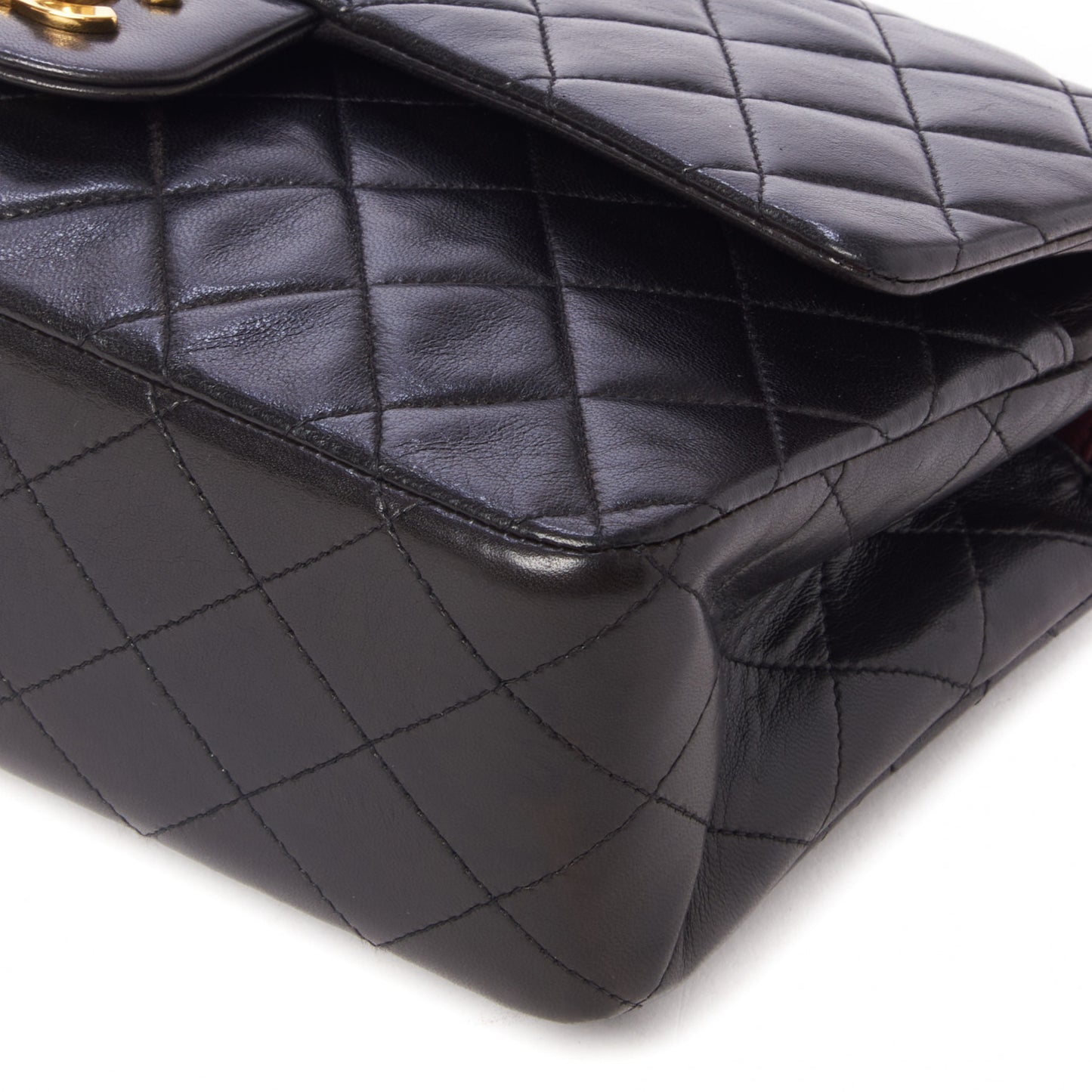 Lambskin Quilted Medium Double Flap Black