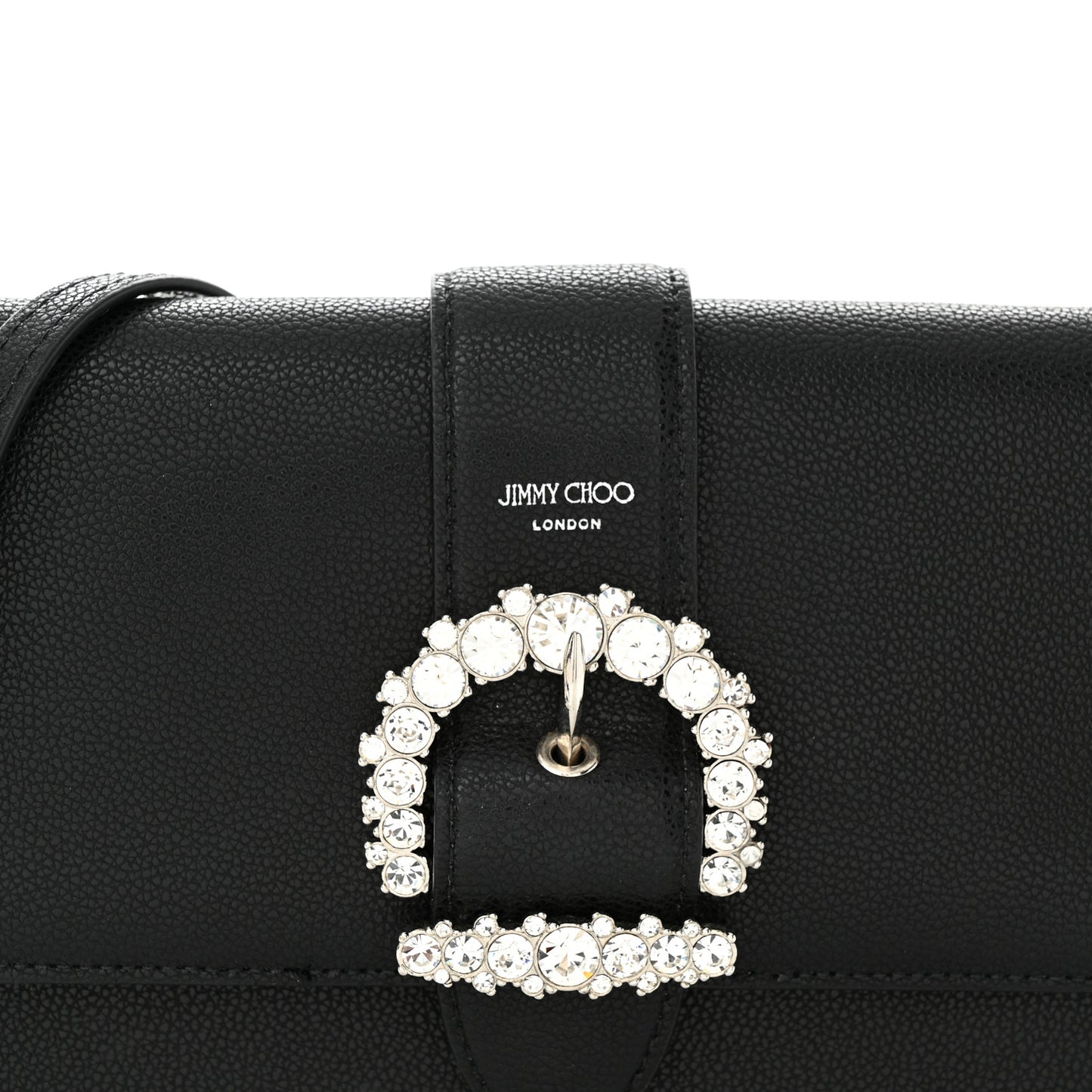 Calfskin Crystal Cheri Wallet on Chain Bag Black