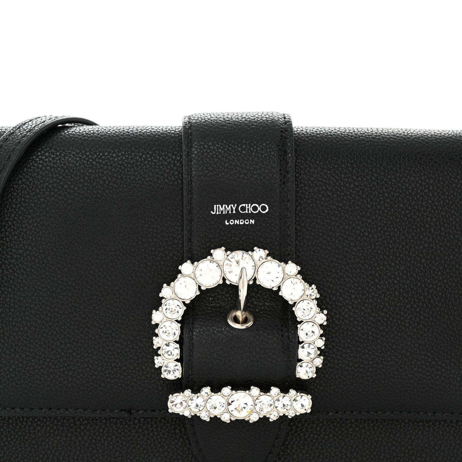 Jimmy Choo Calfskin Crystal Cheri Wallet on Chain Bag Black 6 of 8