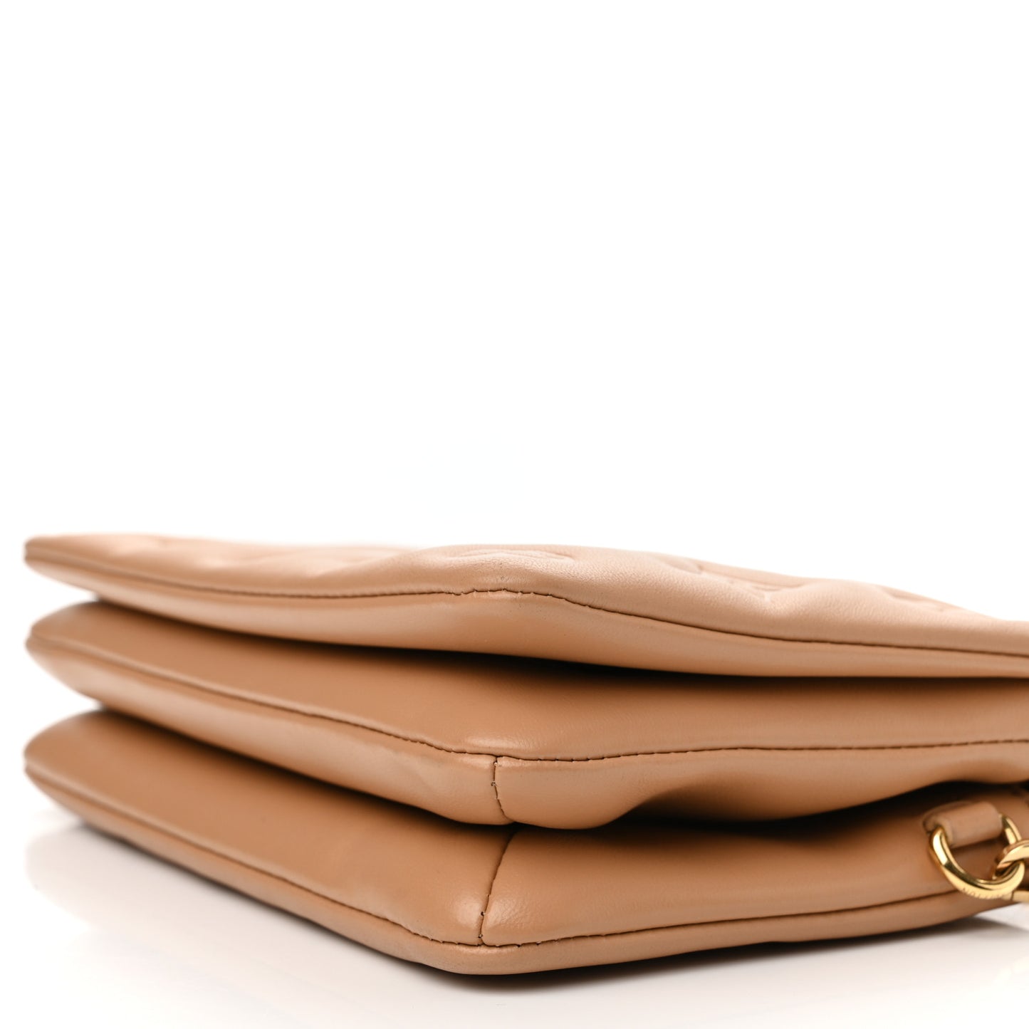 Lambskin Embossed Monogram Pochette Coussin Camel