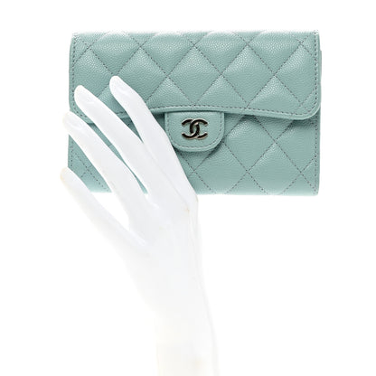 Chanel Caviar Quilted Medium Flap Wallet Light Blue 3 of 11