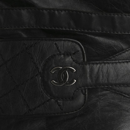 Chanel Aged Calfskin Quilted Knee High CC Boots 38.5 Black 9 of 12