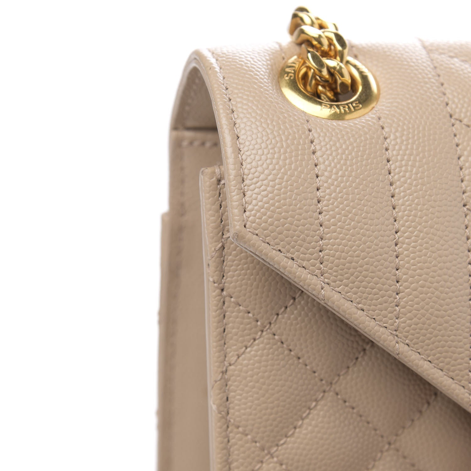 Saint Laurent Grain De Poudre Mixed Matelasse Large Triquilt Monogram Satchel Dark Beige 11 of 11