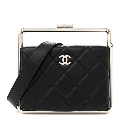 Chanel Quilted Lambskin Metal Bar Clutch Bag Black 1 of 11