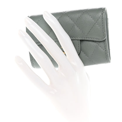 Chanel Caviar Quilted Classic 4 Key Holder Wallet Grey 2 of 17