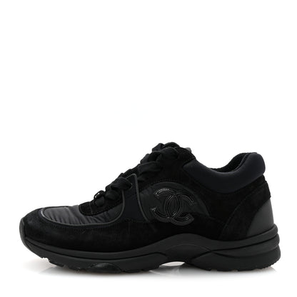 Chanel Fabric Calfskin Suede CC Sneakers 37 Black 1 of 10