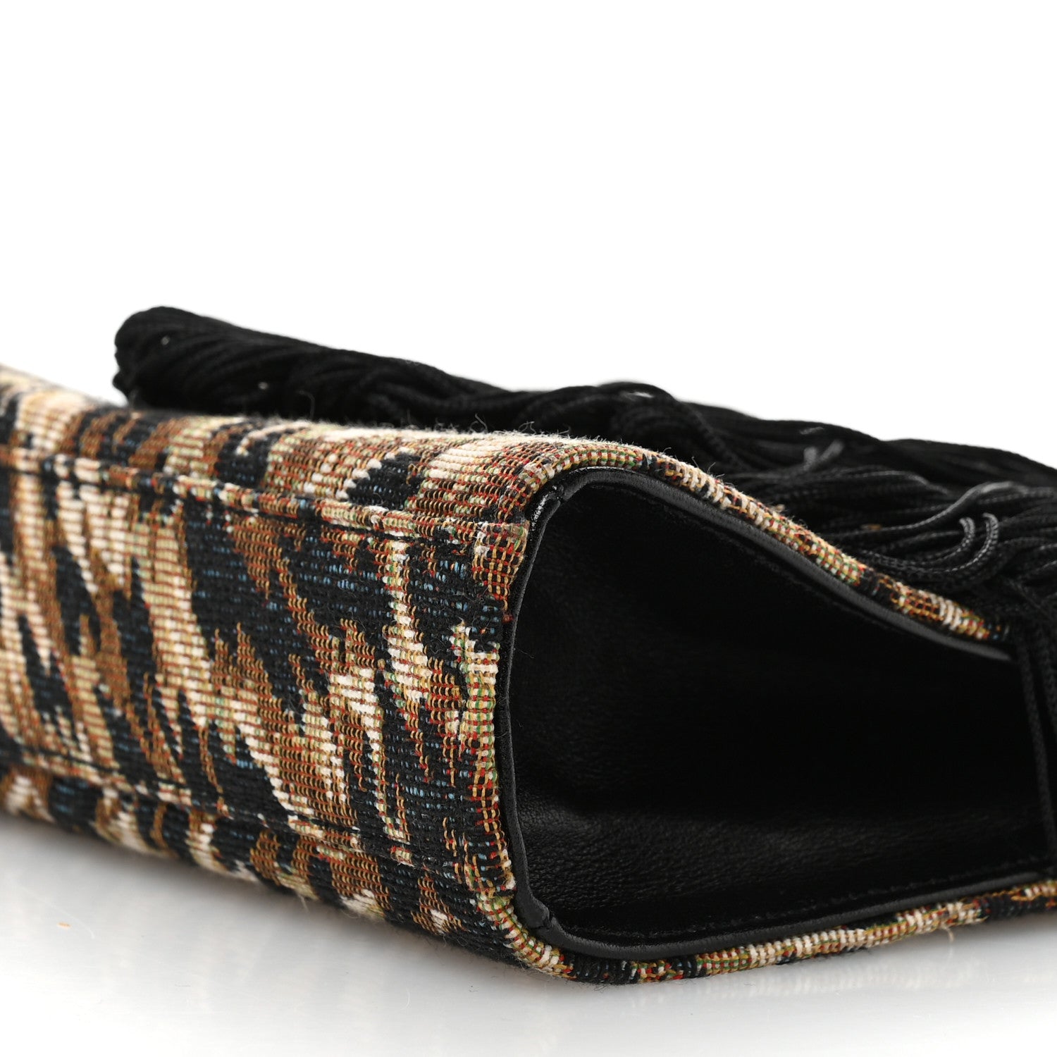 Saint Laurent Canvas Leopard Print Fringe Baby Monogram Satchel Black Multicolor 9 of 10